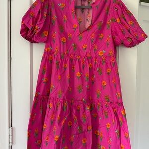 SugarLips Pink Tiered Floral Dress - M
